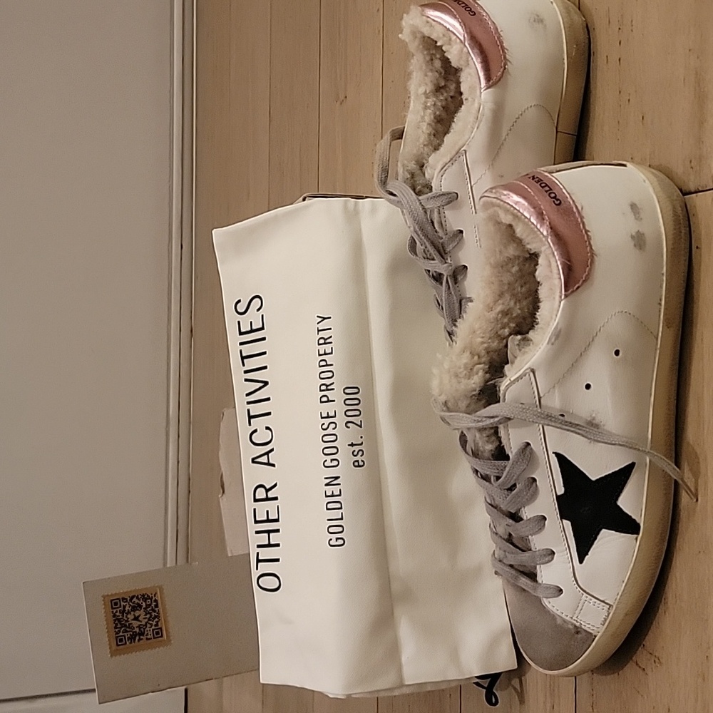 Golden Goose White and Pink W/ Black Star Sneakers. Size 40. BIG PRICE DROP!!!